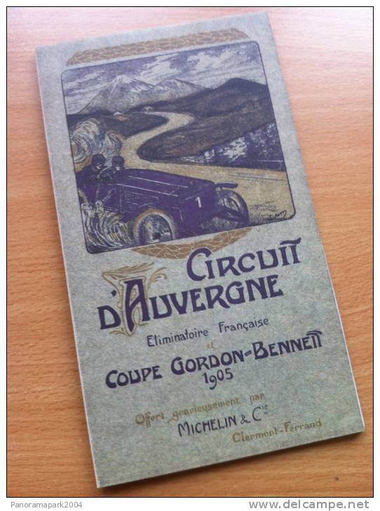 Carte Routière Michelin Circuit D´Auvergne Coupe Gordon-Bennett 1905 Race / Pokal REPRODUCTION - Carte Stradali