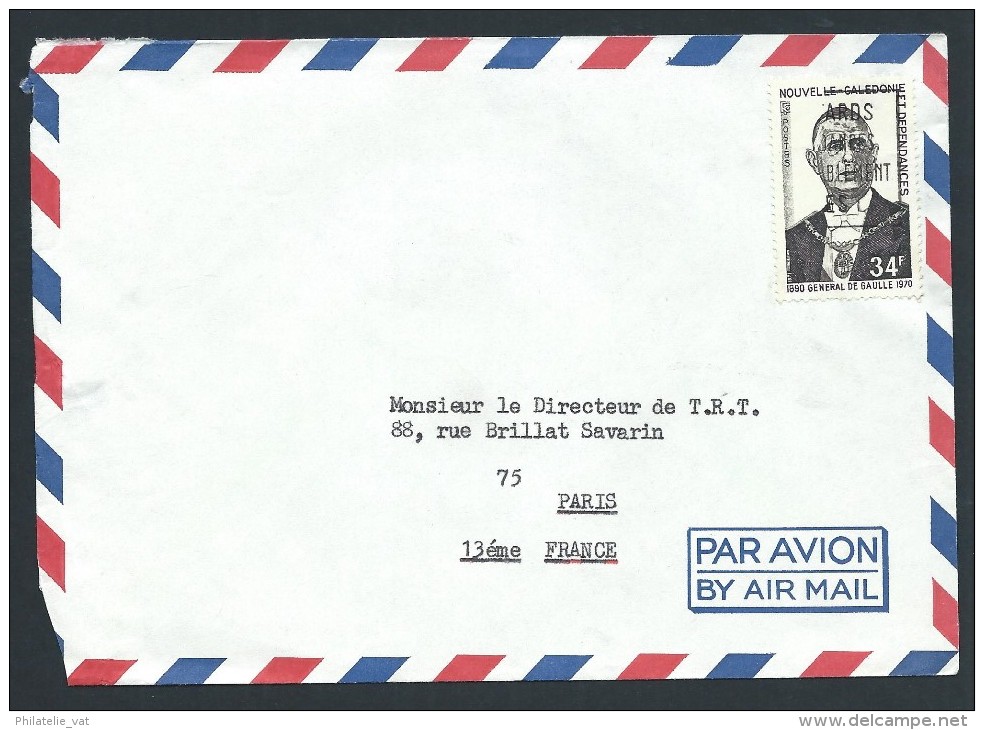 NOUVELLE CALEDONIE - Enveloppe Pour La France - Aff. Général De Gaulle - à Voir - Lot P13862 - Brieven En Documenten