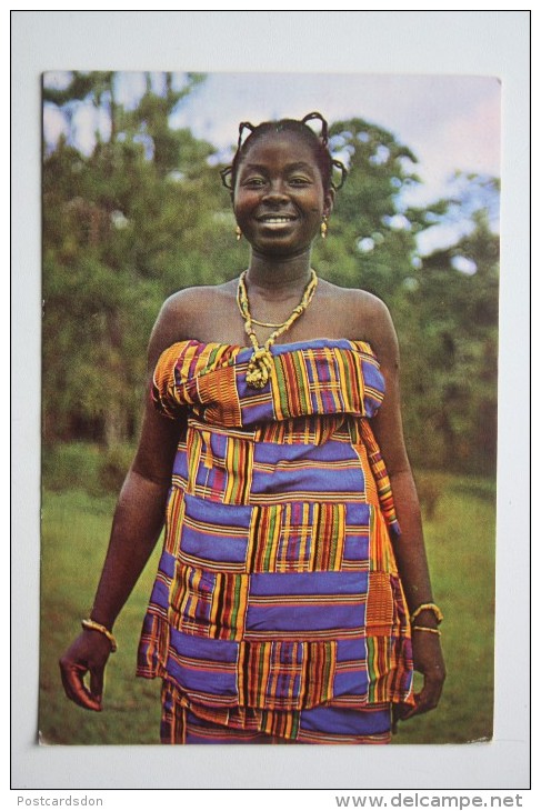 Ghana - Traditional Kente Attire -  Africa Old Postcard - Ghana - Gold Coast