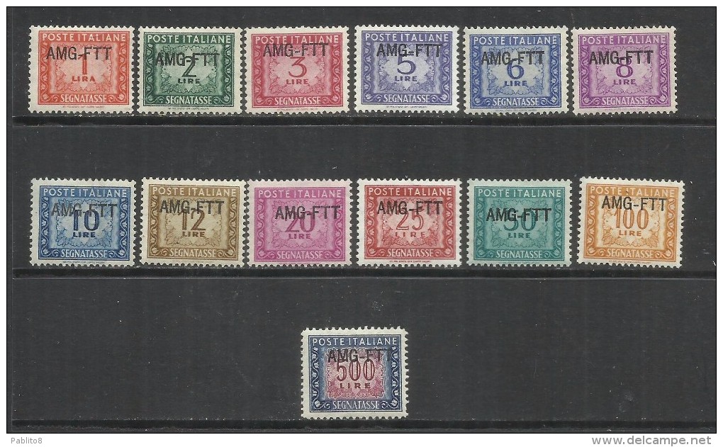 TRIESTE A 1949 1954 AMG-FTT SOPRASTAMPATO D'ITALIA ITALY OVERPRINTED SEGNATASSE TAXES TASSE SERIE COMPLETA CENTRATA MNH - Strafport