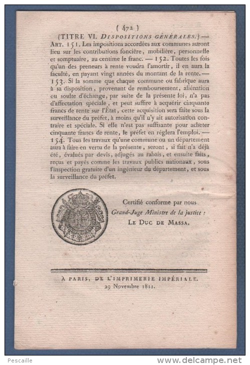 BULLETIN DES LOIS 1811 - BREST TRAONJOLI - AUTUN - CAROUGE DEpt DU LEMAN - RELIGION CURES - DESERTEURS - Décrets & Lois