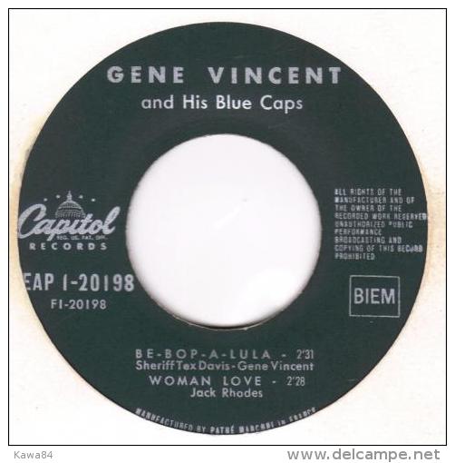 EP 45 RPM (7")  Gene Vincent  "  Be Bop A Lula  " - Rock