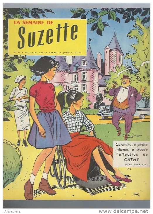 La Semaine De Suzette N°34 Claudine Infirmière En Avant Marche - Film : La Montagne Refleurira De 1957 - La Semaine De Suzette