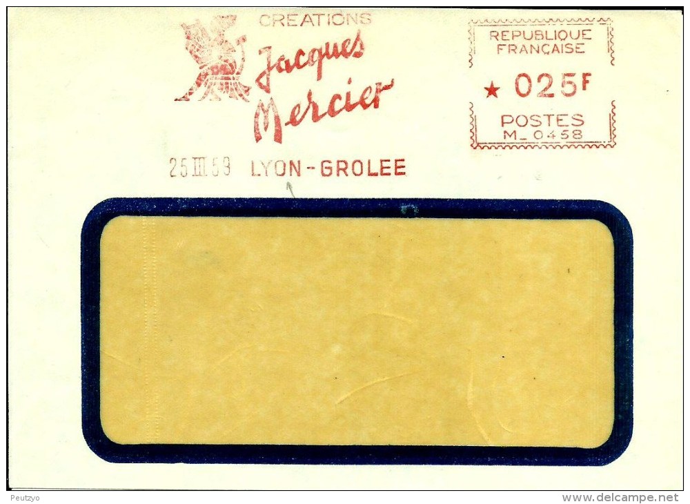 Lettre  EMA Havas M    Creations Jacques Mercier  Themes  Commerces 1959 Lyon  A72/25 - EMA (Printer Machine)