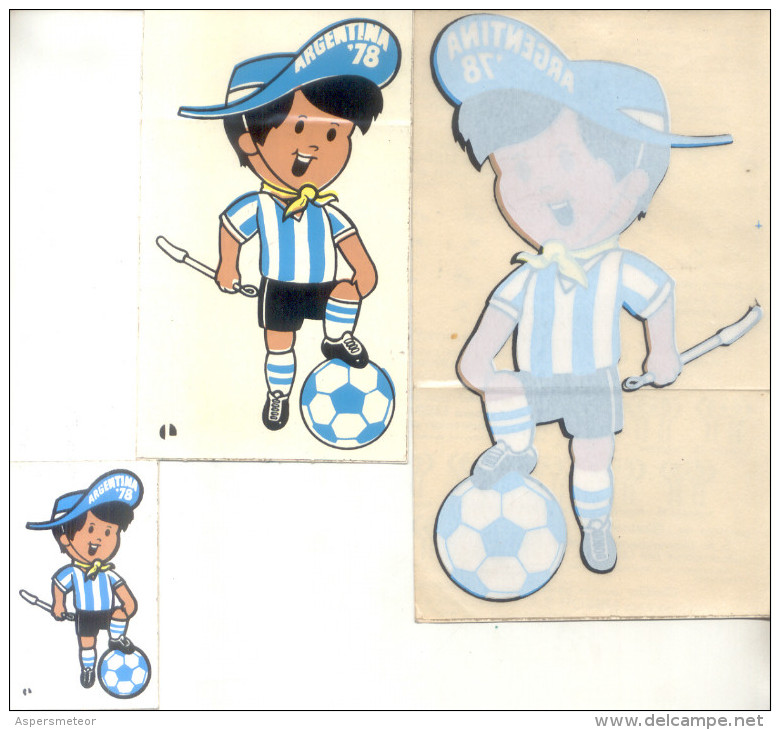 3 CALCOMANIAS STICKERS PEGATINAS DIFERENTES DEL MUNDIAL DE FUTBOL ARGENTINA 1978 ORIGINALES - Autres & Non Classés