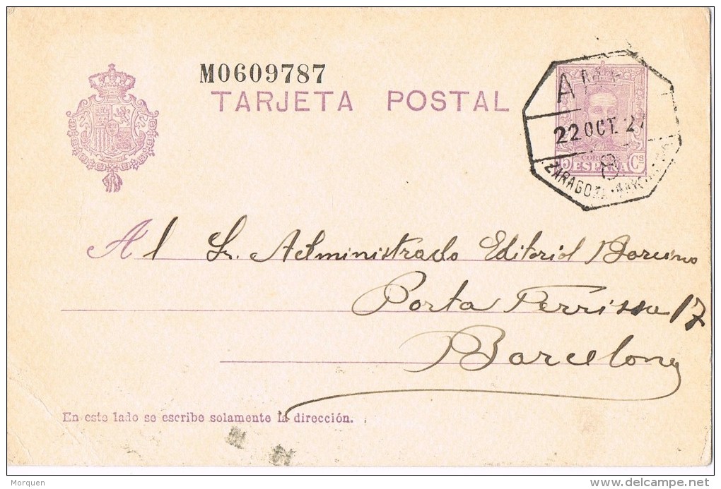 15932. Entero Postal TARRASA (Barcelona) 1927. AMBULANTE Ferrocarril - 1850-1931