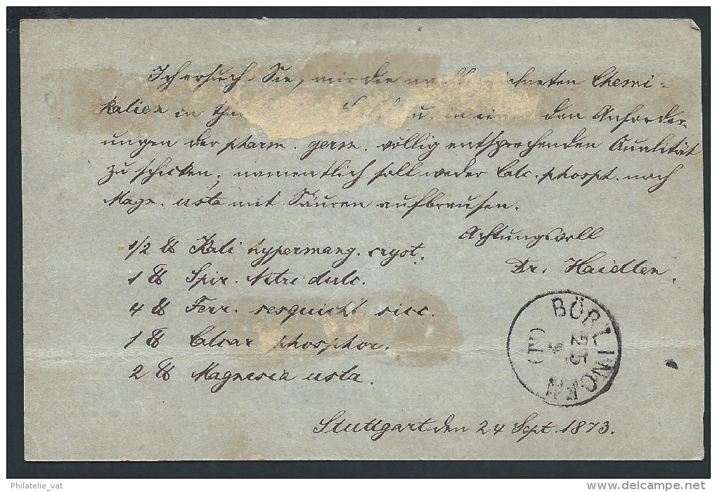 ALLEMAGNE - Entier Postal ( Pli ) De Wurtemberg En 1873 -  A Voir - Lot P13900 - Andere & Zonder Classificatie