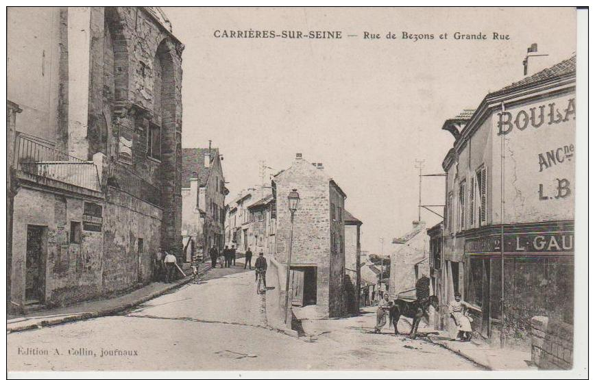 Carrières Sur Seine-Rue De Bezons Et Grande Rue.Edit.Collin. - Carrières-sur-Seine