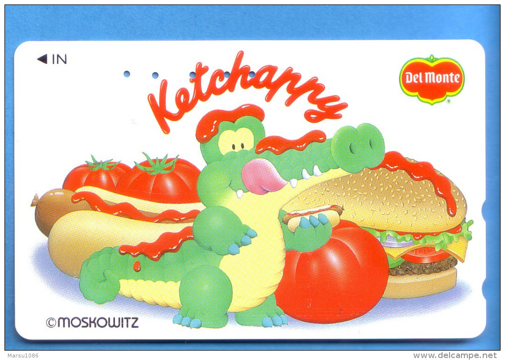 Japan Japon Telefonkarte Télécarte Phonecard - Krokodil Krokodile Del Monte Hot Dog Hamburger  Tomate - Crocodiles Et Alligators