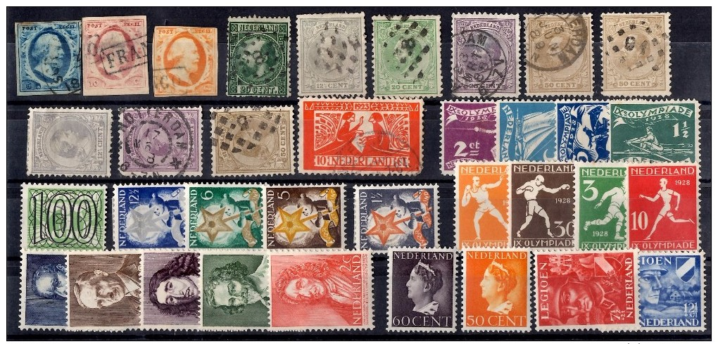 Pays-Bas Petite Collection D'anciens Neufs **/* Et Oblitérés Entre 1852 Et 1948. Bonnes Valeurs. B/TB. A Saisir! - Collections