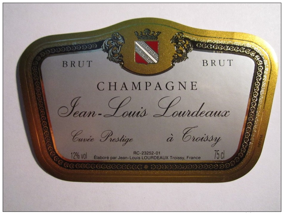 -1 Etiquette CHAMPAGNE--JEAN-LOUIS-LOURDEAUX---------BRUT---12%------NEUVE- - Champagne