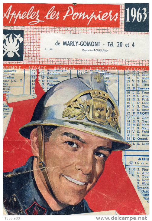 Marly Gomont   Calendrier Des Sapeurs Pompiers 1963 - Grand Format : 1981-90