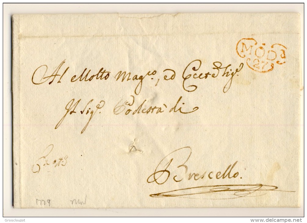 Modena. Eccezionale raccolta 150 pieghi 1770-1798 su carta pergamena con annulli a cuore serie rosso-verde-nero. € 1100;