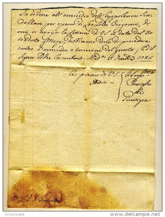 Modena. Eccezionale raccolta 150 pieghi 1770-1798 su carta pergamena con annulli a cuore serie rosso-verde-nero. € 1100;