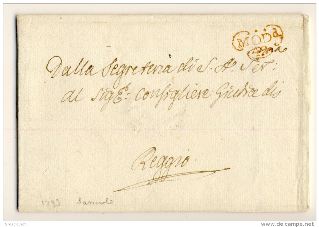 Modena. Eccezionale raccolta 150 pieghi 1770-1798 su carta pergamena con annulli a cuore serie rosso-verde-nero. € 1100;