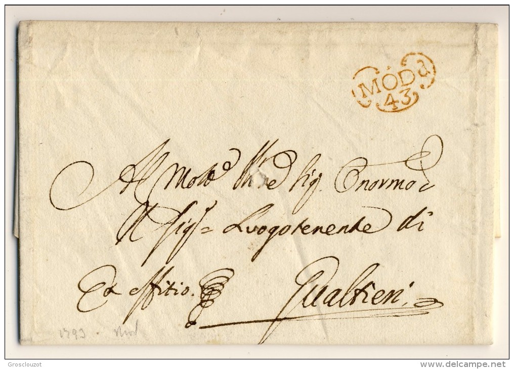 Modena. Eccezionale raccolta 150 pieghi 1770-1798 su carta pergamena con annulli a cuore serie rosso-verde-nero. € 1100;