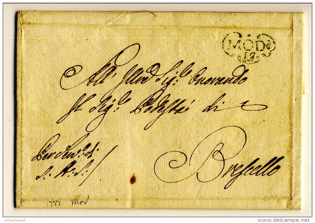 Modena. Eccezionale raccolta 150 pieghi 1770-1798 su carta pergamena con annulli a cuore serie rosso-verde-nero. € 1100;