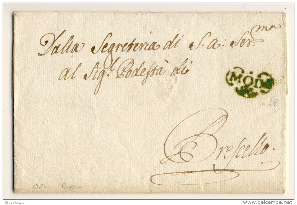 Modena. Eccezionale raccolta 150 pieghi 1770-1798 su carta pergamena con annulli a cuore serie rosso-verde-nero. € 1100;