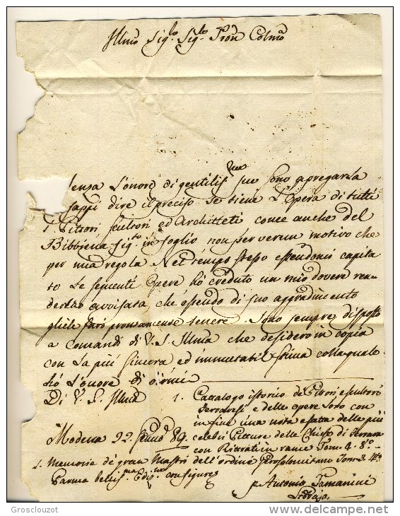 Modena. Eccezionale raccolta 150 pieghi 1770-1798 su carta pergamena con annulli a cuore serie rosso-verde-nero. € 1100;