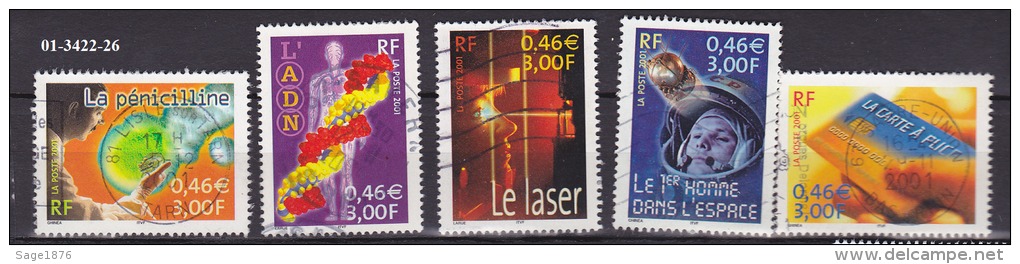 FRANCE ANNEE 2001 N° 3422-26   OBLITERE - Used Stamps