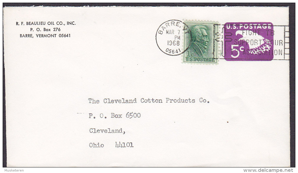 United States Uprated Postal Stationery Ganzsache Entier PRIVATE Print R.F. BEAULIEU OIL Co. BARRE VT 1968 Adler Eagle - 1961-80