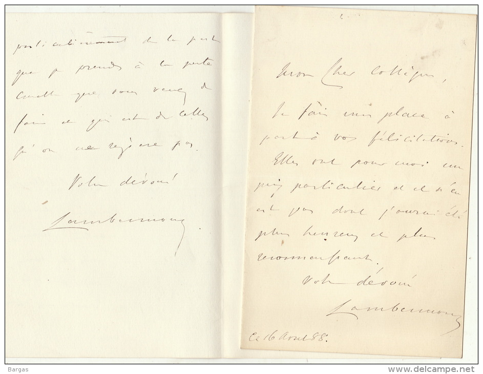 Deux Courriers Signature Ministre Lambermont Fond Du Ministre Jacobs Victor - Autres & Non Classés