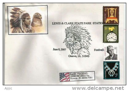 ETATS-UNIS,  Choctaw Indians, Etat D'Iowa (Lewis & Clark State Park), Lettre D'Onawa Iowa, Adressée En Floride - Indianer