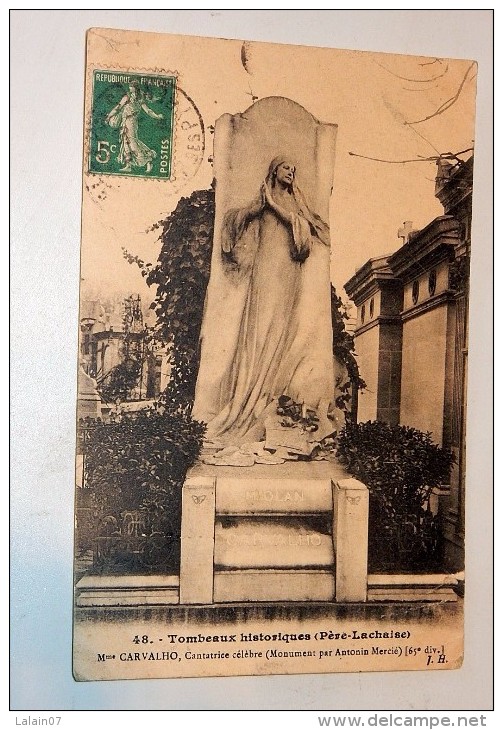 Carte Postale Ancienne : PARIS, Cimetière Père-Lachaise : Mme CARVALHO, Cantatrice Célèbre - Arrondissement: 20