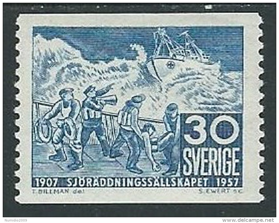 1957 SVEZIA SALVATAGGIO MARITTIMO 30 ORE MH * - ZX8.2 - Unused Stamps