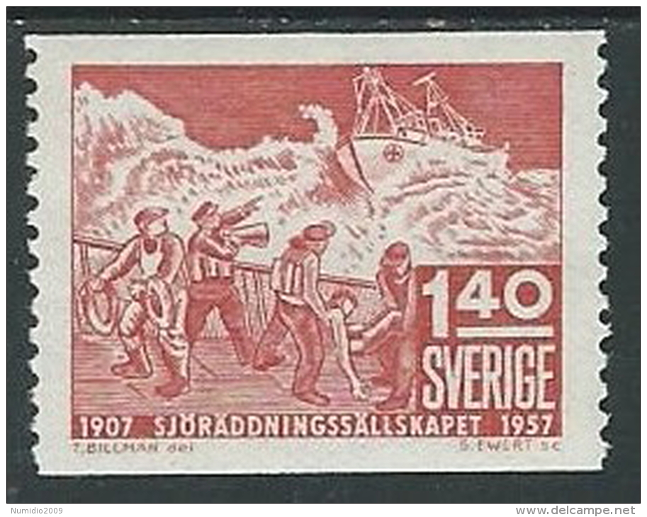 1957 SVEZIA SALVATAGGIO MARITTIMO 140 ORE MH * - ZX8.2 - Unused Stamps