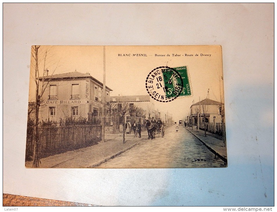 Carte Postale Ancienne : BLANC MESNIL : Bureau De Tabac, Route De Drancy, Animé, Attelage, En 1912 - Le Blanc-Mesnil