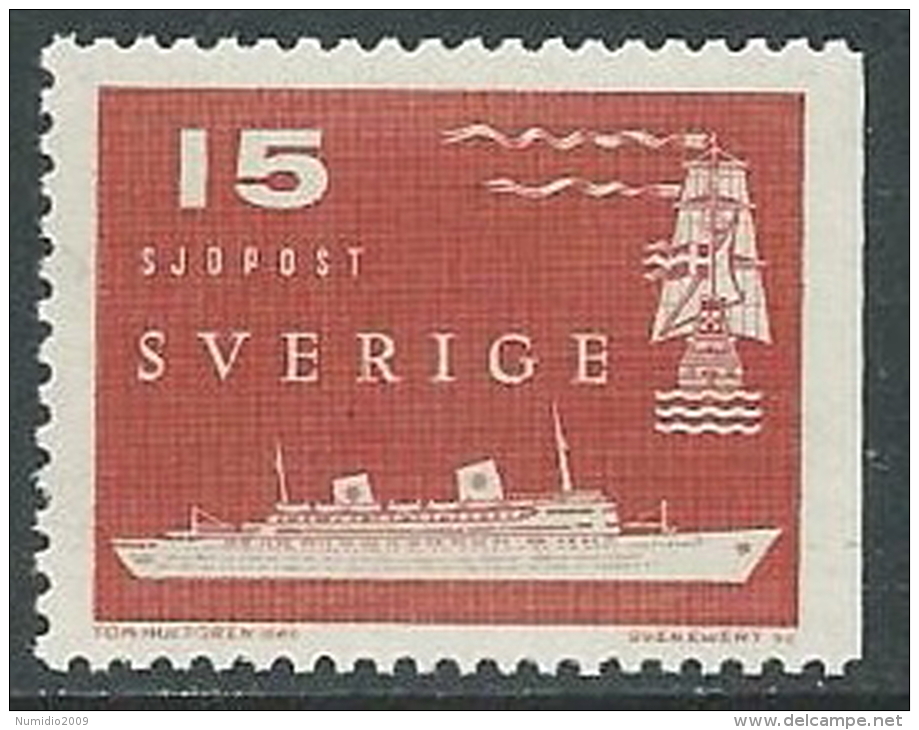 1958 SVEZIA COLLEGAMENTI POSTALI MARITTIMI 15 D. TRE LATI MNH ** - ZX8.4-2 - Unused Stamps