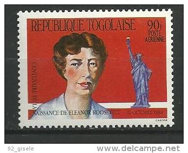 Togo Aerien YT 511A (PA 511A) " Eleanor Roosevelt " 1984 Neuf ** - Togo (1960-...)