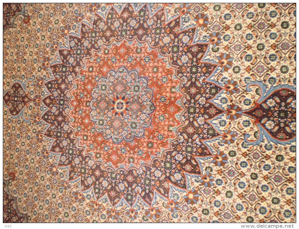 PERSIAN PERSIA CARPET MUD- Birjand ENTIRELY WITH GOOD HAND KNOTTED WOOL AND SILK INLAY KNOTS SERRATI EXTRA FINE - Tapis & Tapisserie