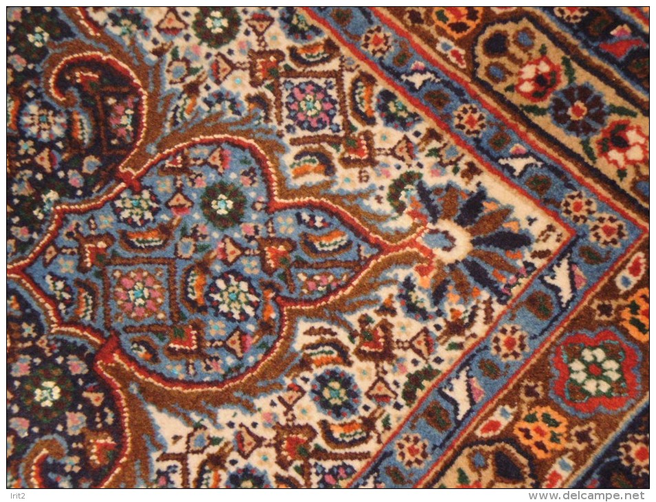 PERSIAN PERSIA CARPET MUD- Birjand ENTIRELY WITH GOOD HAND KNOTTED WOOL AND SILK INLAY KNOTS SERRATI EXTRA FINE - Tapis & Tapisserie