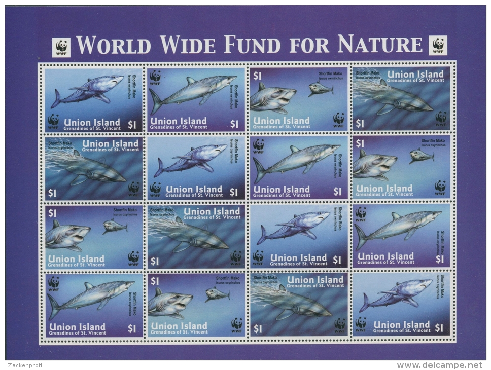 St. Vincent - Grenadinen/Union 2002 WWF Haie 269/72 ZD-Bogen Postfrisch (C21980) - St.Vincent & Grenadines