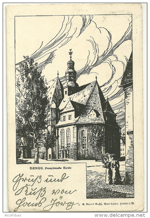 Allemagne Hanau Hesse Cpa Gravure Bois Eglise Française Franzosische Kirche - Hanau