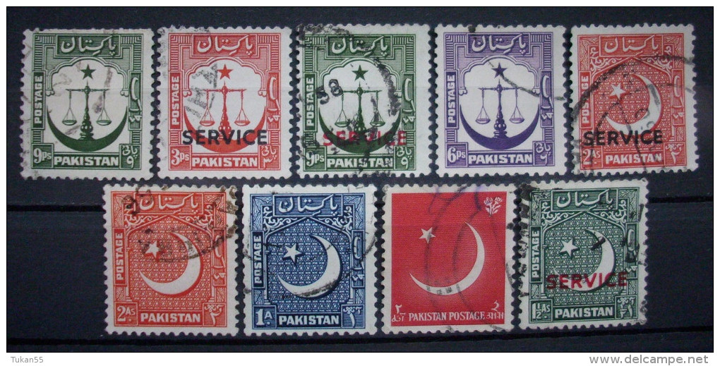 Pakistan Lot 1948-49 Aufdruck Rot,Schwarz Gestempelt      (M70) - Pakistan