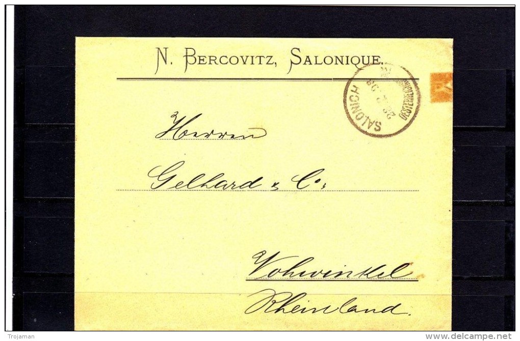 EXTRA5-12 LETTER SALONIKI, AUSTRIAN POST OFFICE TO GERMANY. JUDAIKA. - Thessaloniki