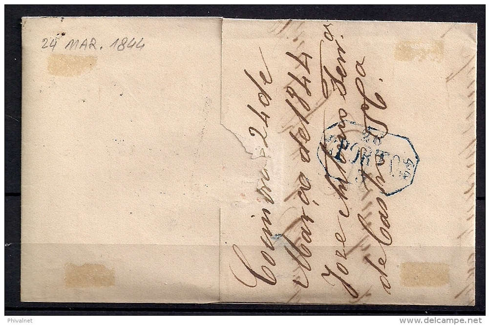 1844 , PREFILATELIA , CARTA COMPLETA CIRCULADA ENTRE COIMBRA Y OPORTO , MARCA " COIMBRA " EN RECTÁNGULO , LLEGADA - ...-1853 Prephilately