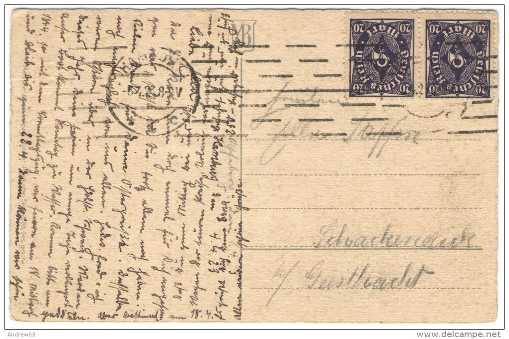 Deutsches Reich - 1923 - 2 X 20 M - Flowers + Herzlichen Ostergrufs - Postkarte - Carte Postale - Post Card - Viaggia... - Lemnos