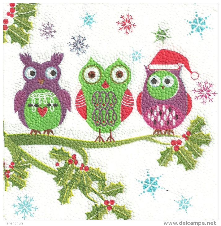 OWL * BIRD * ANIMAL * CHRISTMAS * XMAS * SANTA CLAUS * NAPKIN * Bagoly 01 - Servilletas De Papel Con Motivos