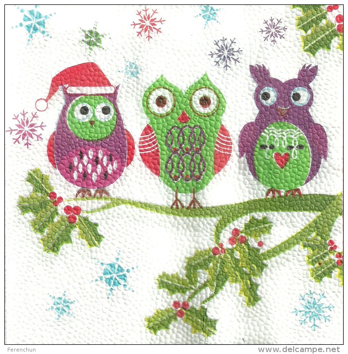 OWL * BIRD * ANIMAL * CHRISTMAS * XMAS * SANTA CLAUS * NAPKIN * Bagoly 01 - Paper Napkins (decorated)