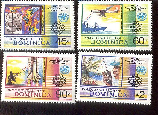 DOMINICA   800-3  MINT NEVER HINGED SET OF STAMPS OF COMMUNICATION DAY ; AVIATION - Airplanes