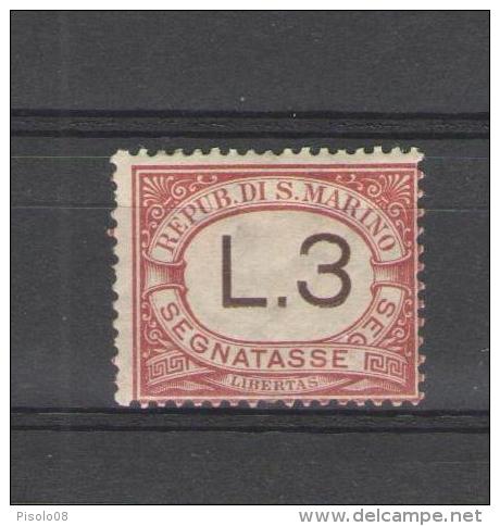SAN MARINO 1897-1919 SEGNATASSE 3 LIRE * LNH - Timbres-taxe