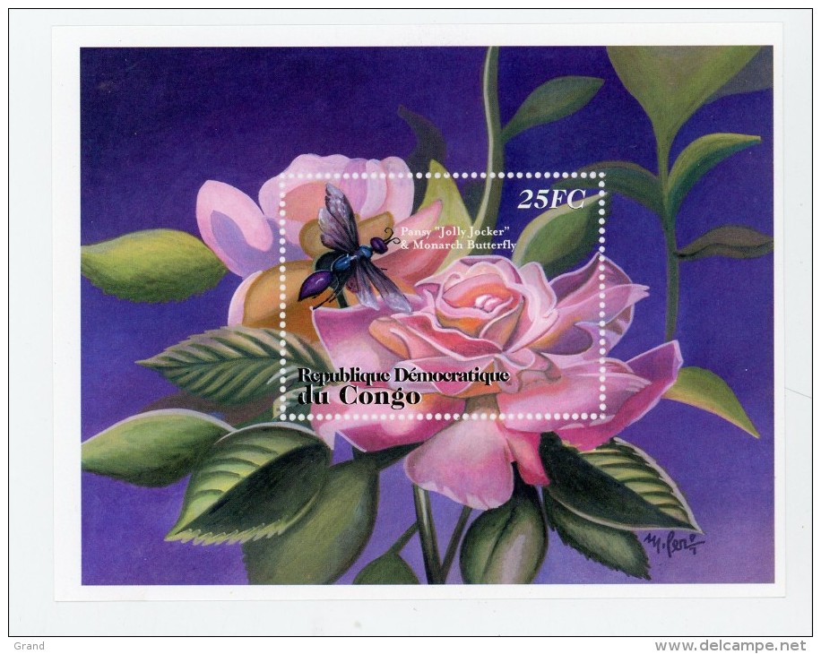 Rose Et Insecte-Congo RD 2001-YT B66AF***MNH - Otros & Sin Clasificación