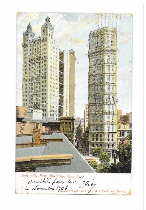 CP  ST PAUL BUILDING, NEW YORK (écrite En Novembre 1906 - Autres Monuments, édifices