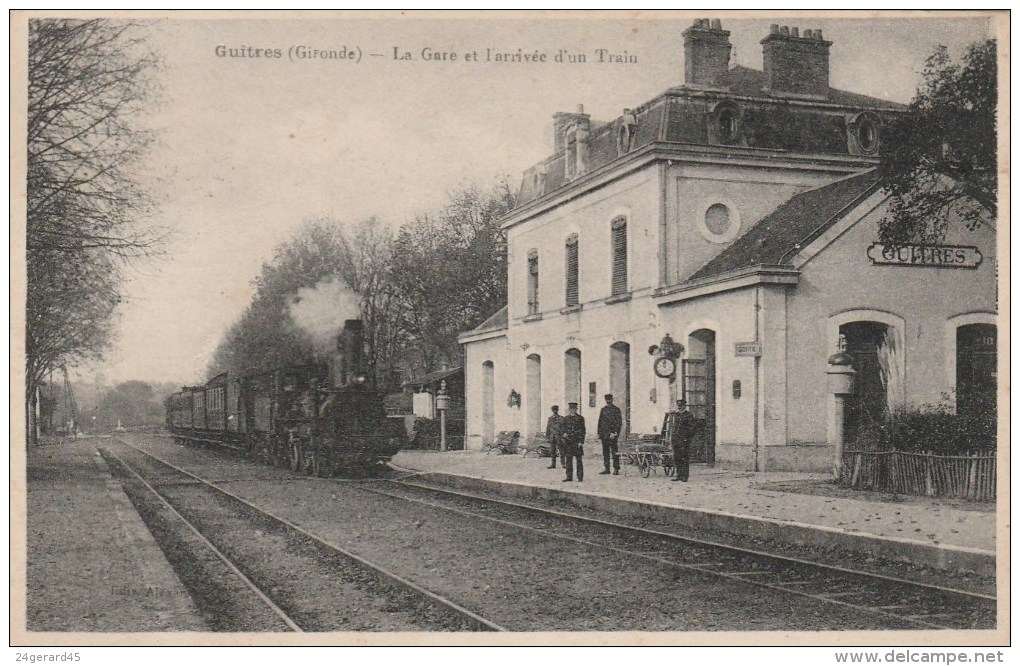 CPSM GUITRES (Gironde) - La Gare Et L'arrivée D'un Train - Sonstige & Ohne Zuordnung