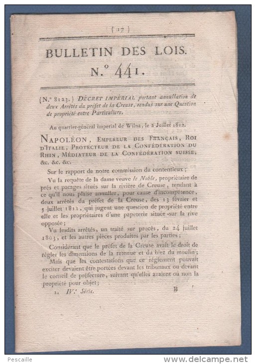 BULLETIN DES LOIS 1812 - CREUSE - DAMES DE MONTFERMEIL - ACTES ECHANGES AVEC DOMAINE DE LA COURONNE - - Décrets & Lois