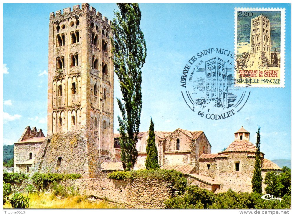 FRANCE. N°2351 De 1985 Sur Carte Maximum. Abbaye De Saint-Michel-de-Cuxa. - Abbayes & Monastères